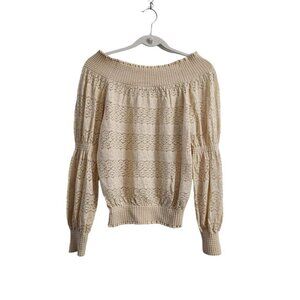 Zara Blouse Medium Cream Off The Shoulder Top Beach Boho Bloggers Favorite Boho